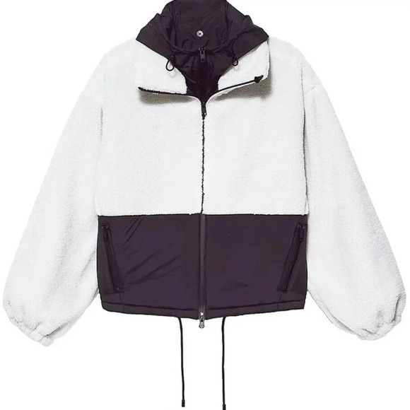 FRAME Mix Media High Pile Fleece Jacket Off White **no insert** NWT sz LARGE - Picture 8 of 8